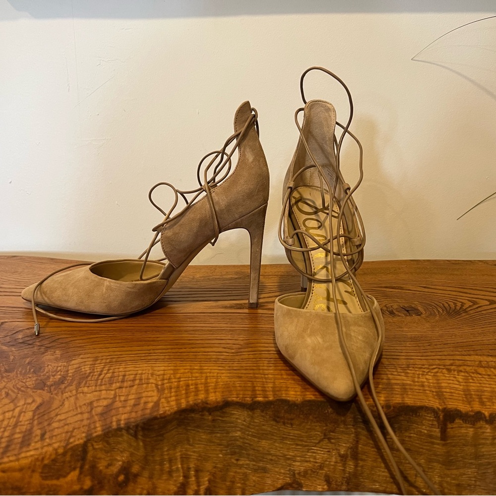Sam Edelman Brown Lace-Up Heels